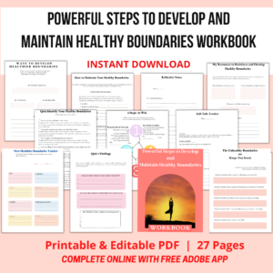 Powerful Steps to Develop and maintain healthy boundaries by Emilia Sandoiu Workbook