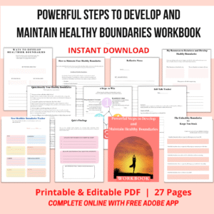 Powerful Steps to Develop and maintain healthy boundaries by Emilia Sandoiu Workbook