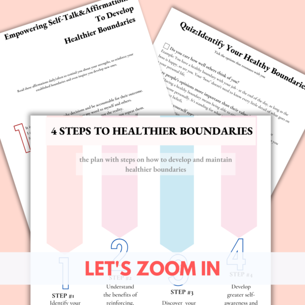 Powerful Steps to Develop and maintain healthy boundaries by Emilia Sandoiu Workbook