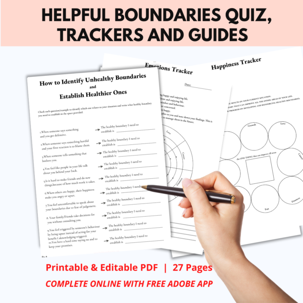 Powerful Steps to Develop and maintain healthy boundaries by Emilia Sandoiu Workbook